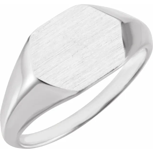 12x10 mm Geometric Signet Ring Sterling Silver - Luvona