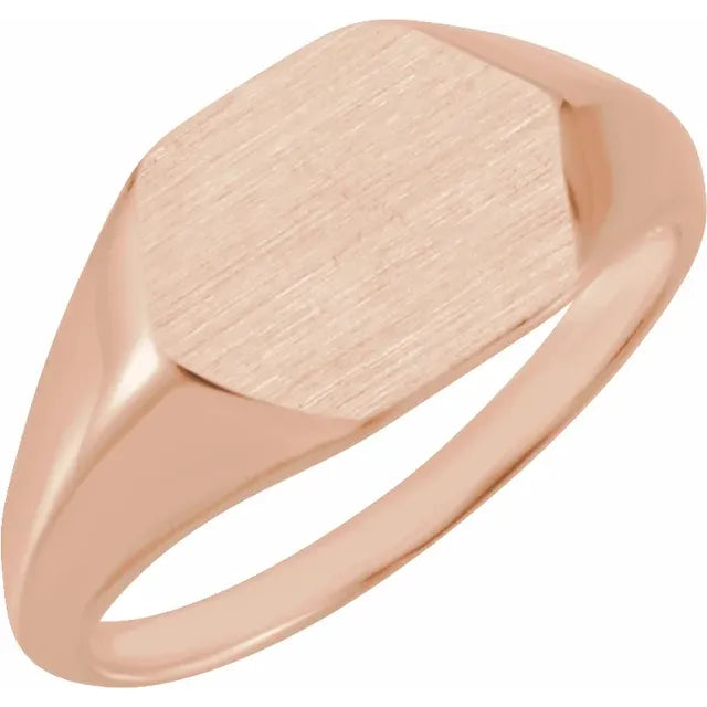 12x10 mm Geometric Signet Ring Rose Gold- Luvona