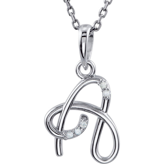 Sterling Silver .025 CTW Diamond Initial A 18" Necklace - Luvona