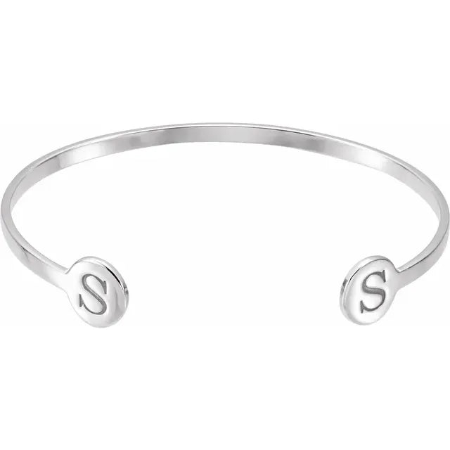 Sterling Silver Engravable Cuff Bracelet - Luvona