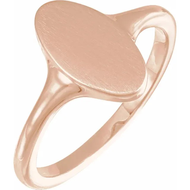 Ladies Oval Brushed Top Signet Ring - Luvona