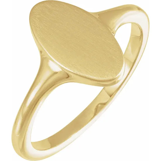 Ladies Oval Brushed Top Signet Ring - Luvona