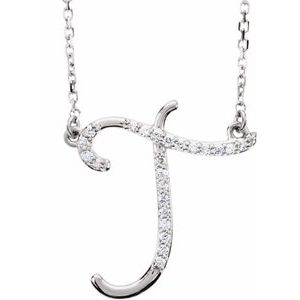 Natural Diamond Scripted Initial Necklace Large Style - Luvona