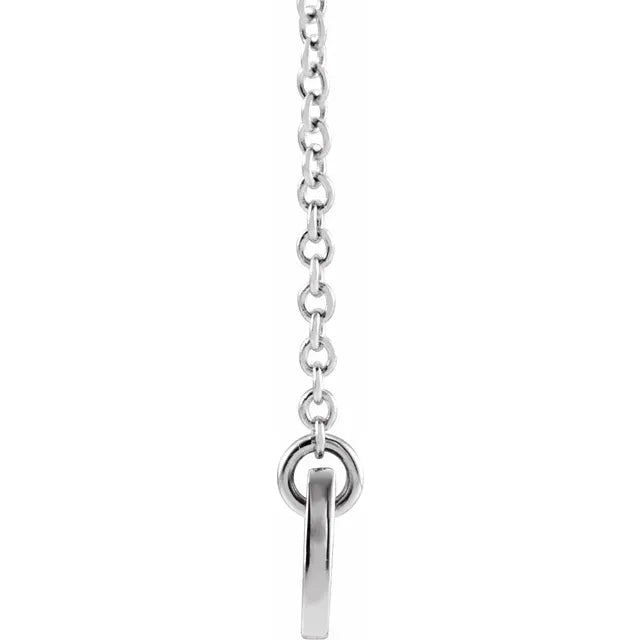 14K White Gold 26x4.7 mm Bar 18" Necklace - Luvona