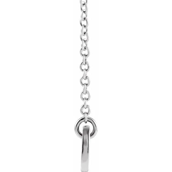 14K White Gold 26x4.7 mm Bar 18" Necklace - Luvona