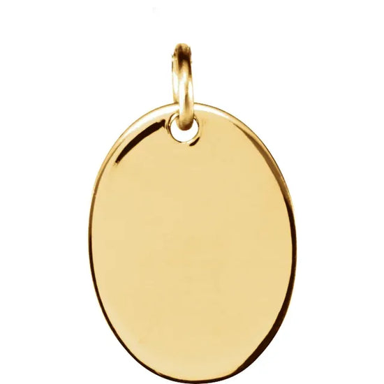 13x10 mm Oval Pendant Engravable Tag Style Yellow Gold - Luvona