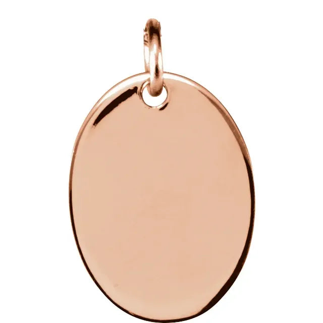 13x10 mm Oval Pendant Engravable Tag Style Rose Gold - Luvona