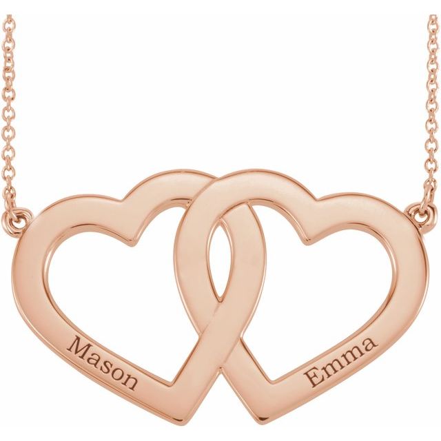 14K Rose Family Engravable Heart 18" Necklace Rose Gold - Luvona