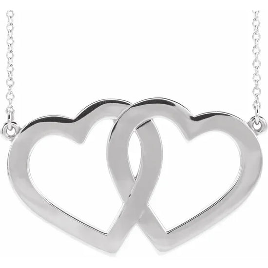 14K Rose Family Engravable Heart 18" Necklace White Gold - Luvona