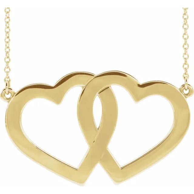 14K Rose Family Engravable Heart 18" Necklace Yellow Gold - Luvona