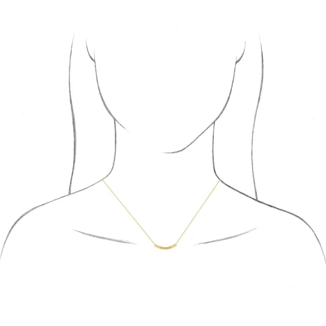 14K Yellow Engravable Curved Bar 18" Necklace - Luvona