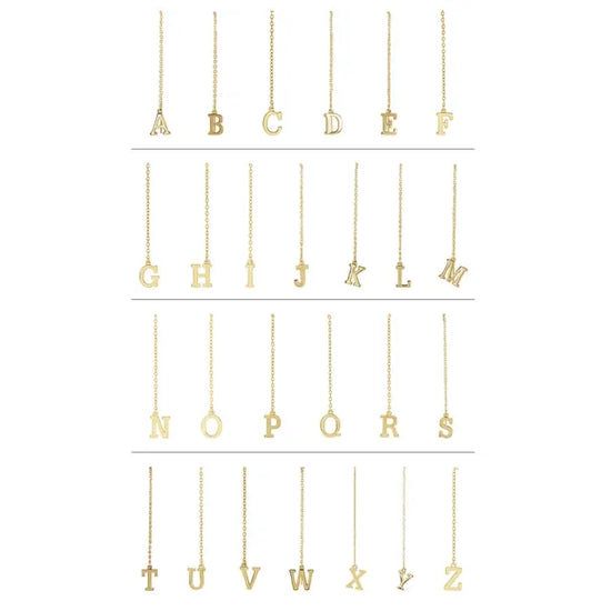 Single Initial Threader Chain Earrings - Luvona