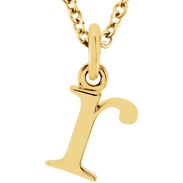 14K Yellow Lowercase Initial 16" Necklace - Luvona