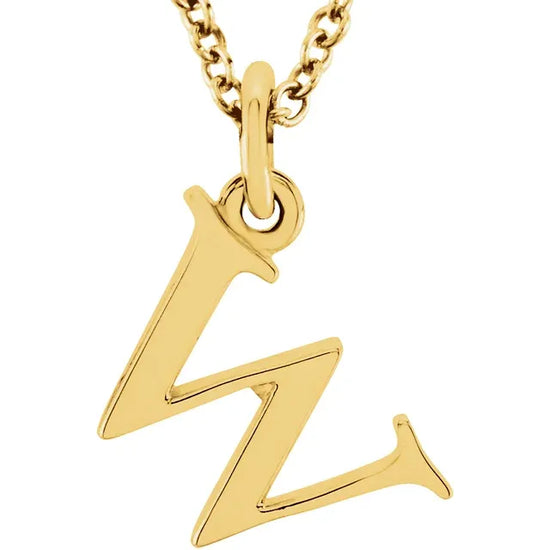14K Yellow Lowercase Initial 16" Necklace - Luvona