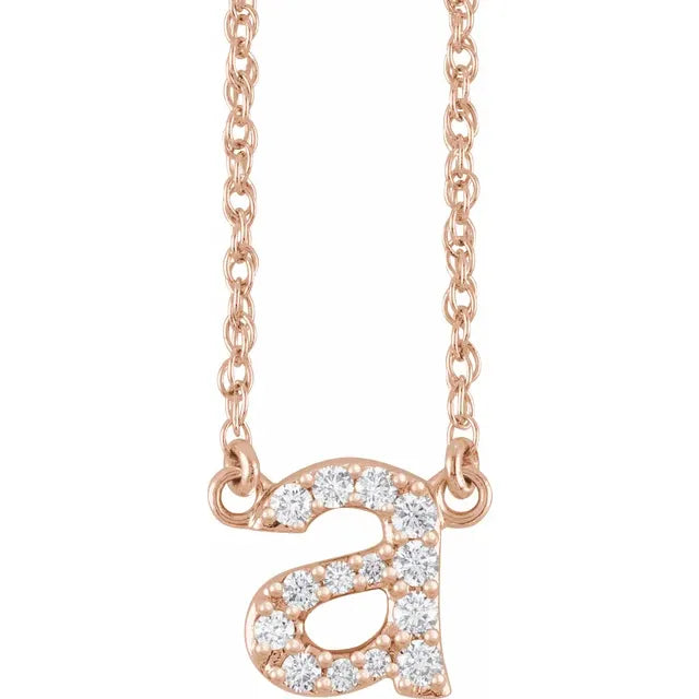 Natural Diamond Lowercase Initial Necklace