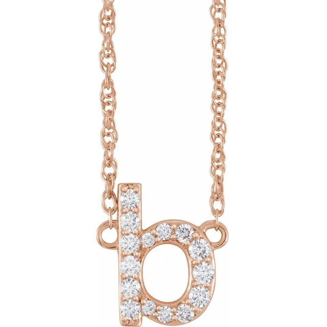 Natural Diamond Lowercase Initial Necklace