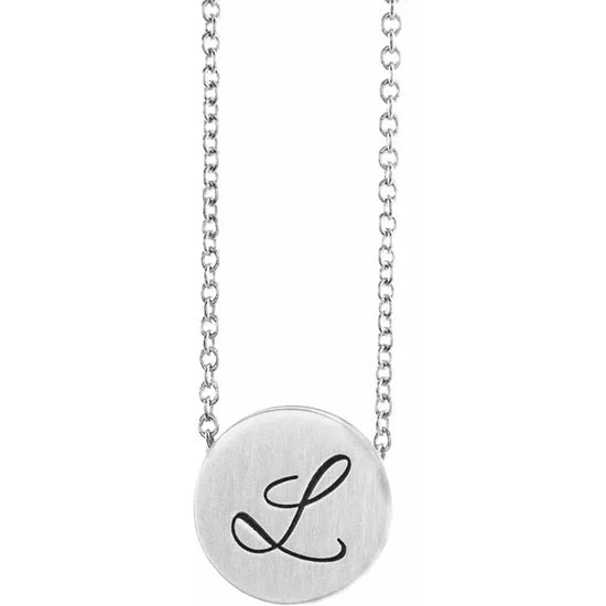 14K Yellow 10 mm Engravable Disc with Adjustable Necklace - Luvona