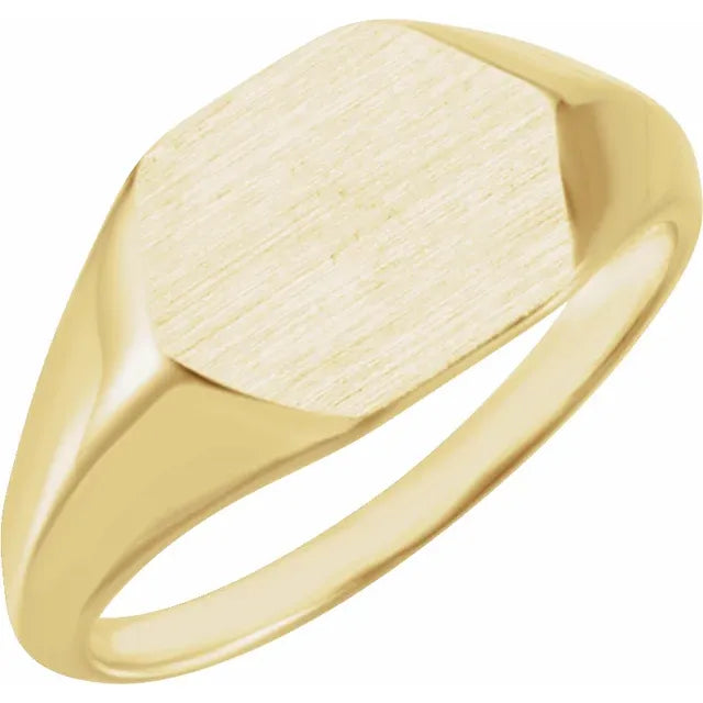 12x10 mm Geometric Signet Ring Yellow Gold- Luvona
