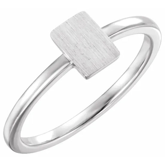7x5 mm Rectangle Signet Ring Platinum - Luvona
