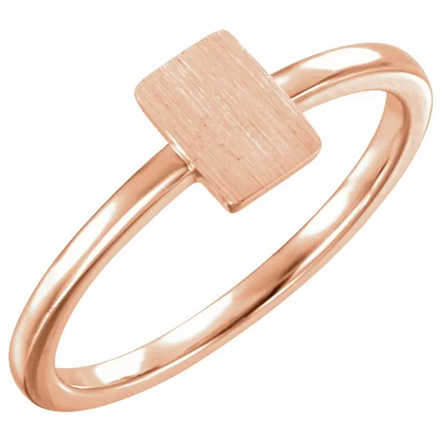 7x5 mm Rectangle Signet Ring Rose Gold - Luvona
