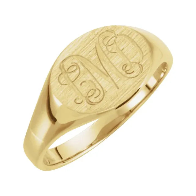 Engraved Ladies Signet Ring Yellow Gold