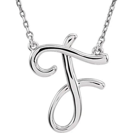 14K White Script Initial A 16" Necklace