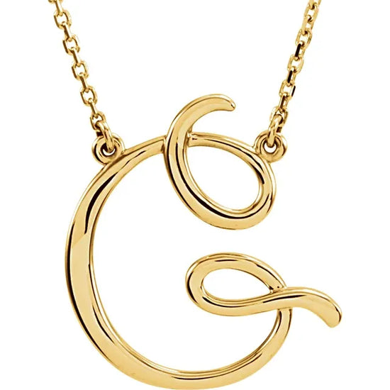 14K White Script Initial A 16" Necklace