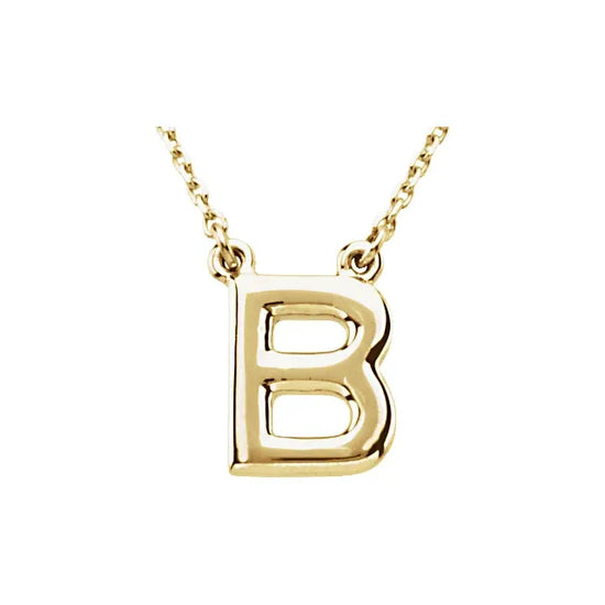 14K White Block Initial R 16" Necklace