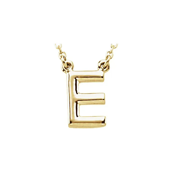 14K White Block Initial R 16" Necklace