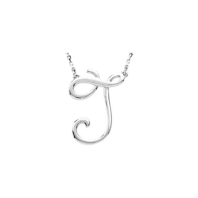 14K White Script Initial A 16" Necklace