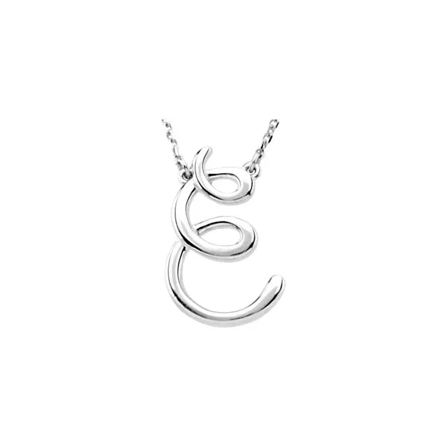 14K White Script Initial A 16" Necklace