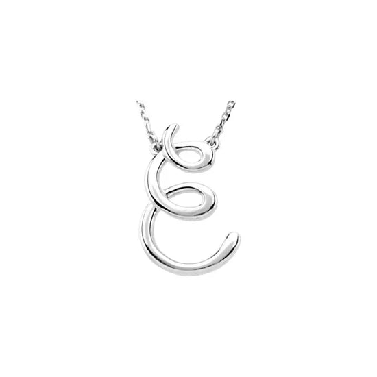 14K White Script Initial A 16" Necklace