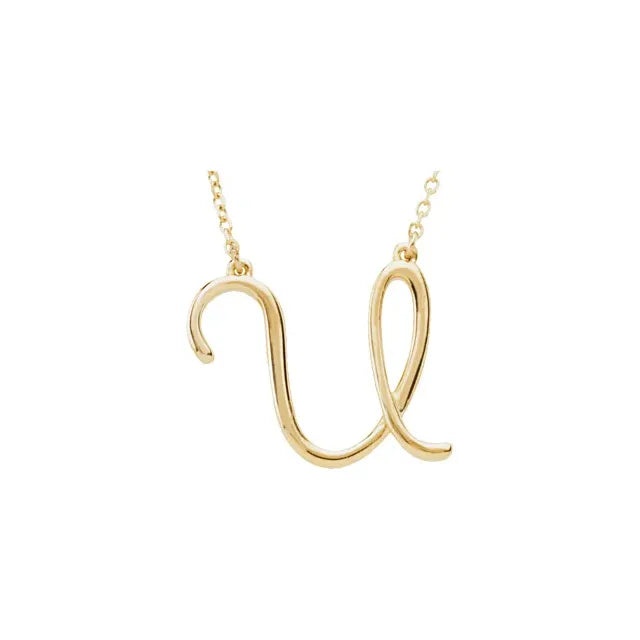 14K White Script Initial A 16" Necklace