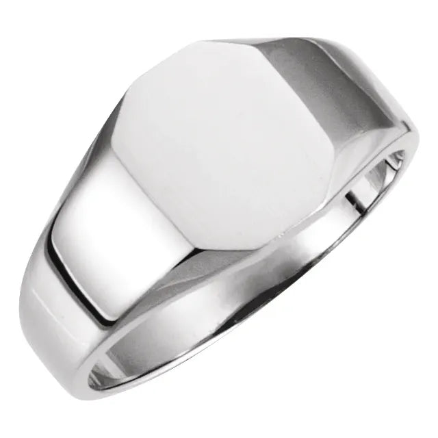 Sterling Silver 9x7 mm Octagon Signet Ring - Luvona