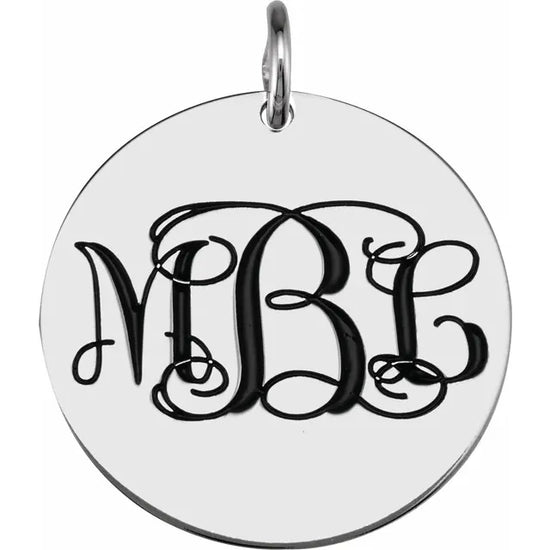 16 MM 3 Letter Block Monogram Cufflinks in Sterling Silver