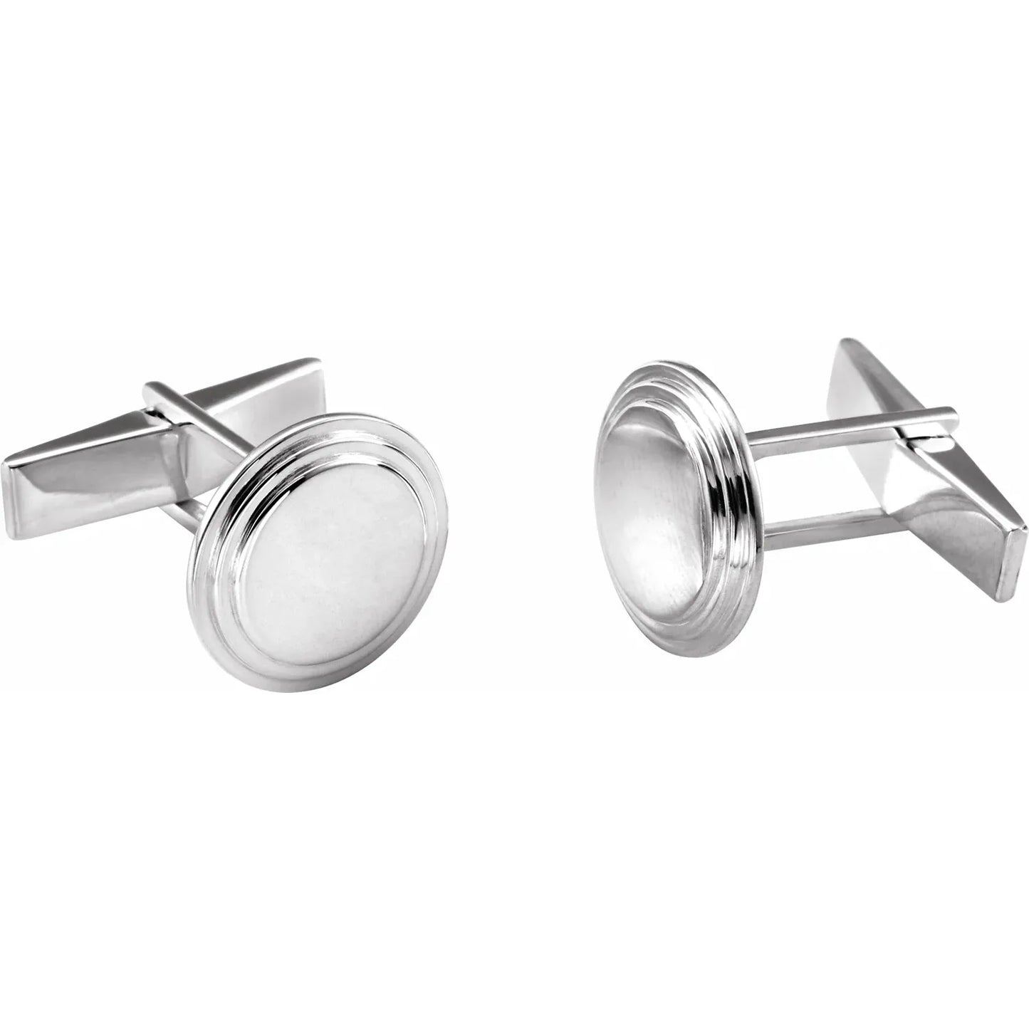 Sterling Silver Posh Mommy Engravable Round Cuff Links - Luvona