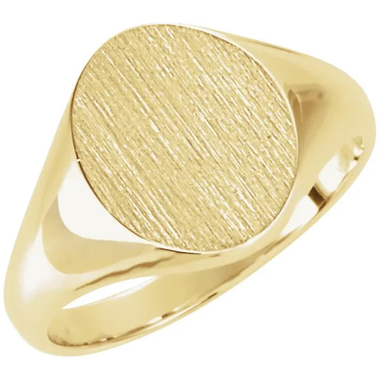 14K Yellow 11x9.5 mm Oval Signet Ring - Luvona