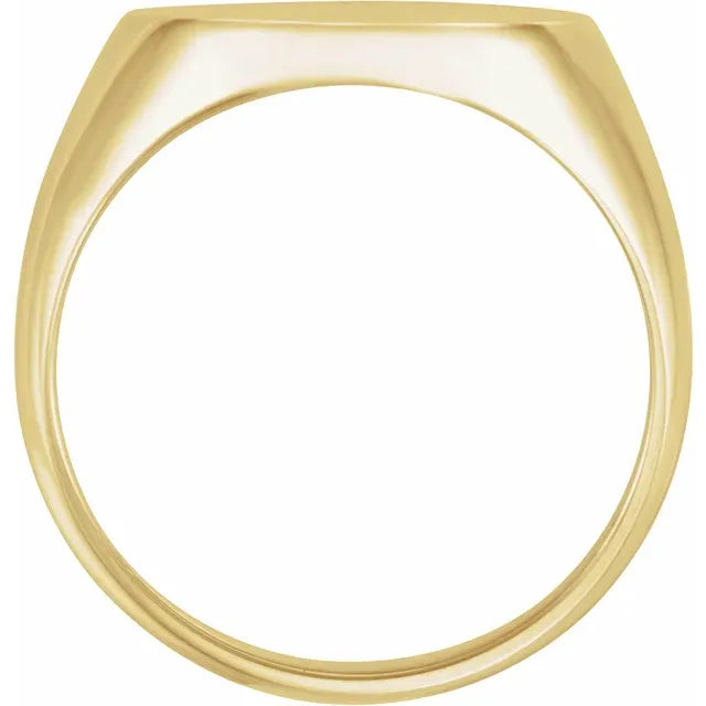 Mens Oval Yellow Gold Signet Ring Side View - Luvona