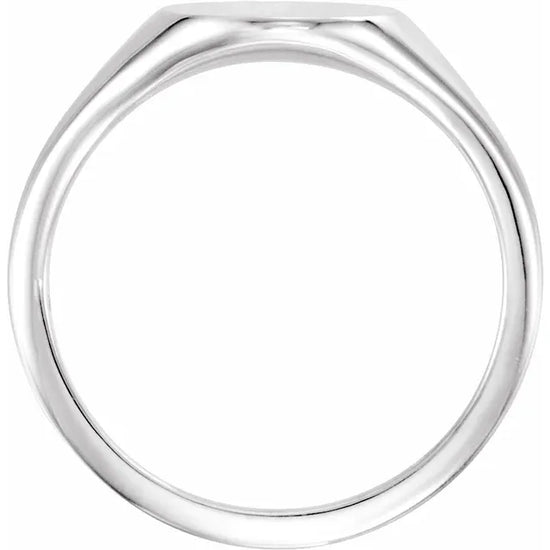14K White Gold 11x9.5 mm Ladies Oval Signet Ring – Luvona