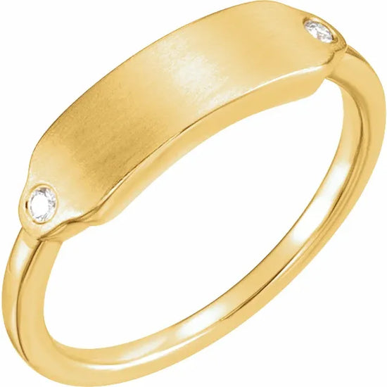 14K Yellow .03 CTW Diamond 18x5 mm Rectangle Signet Ring - Luvona