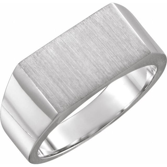 Sterling Silver 15x9 mm Rectangle Signet Ring - Luvona