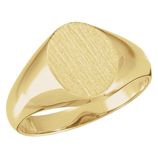 14K Yellow 10x8 mm Oval Signet Ring - Luvona