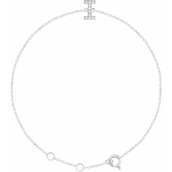Block Initial Bracelet Set with Natural Diamonds - Luvona
