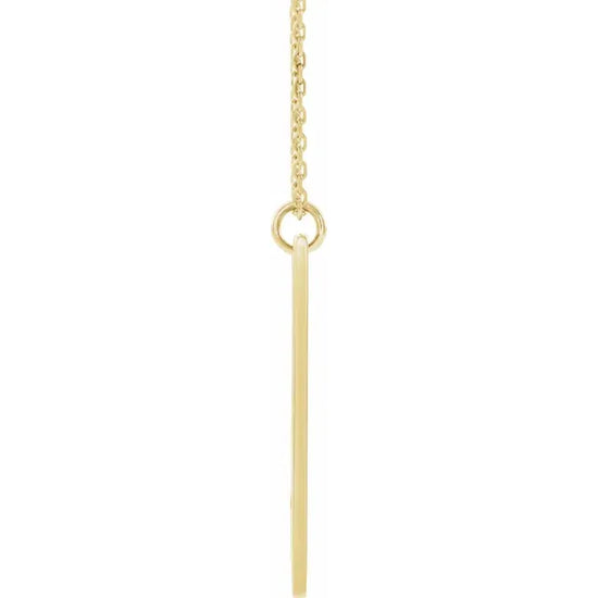 14K Yellow Engravable Pierced Cross Bar 16-18" Necklace