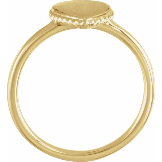 Pear Shape Signet Ring Beaded in Yellow Gold - Luvona