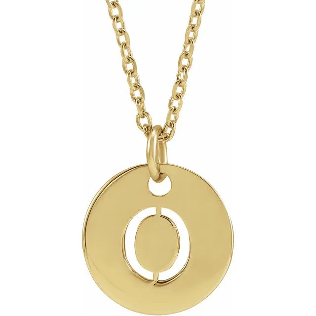 14K Yellow Initial 10 mm Disc 16-18" Necklace