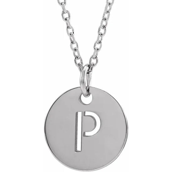 14K Yellow Initial 10 mm Disc 16-18" Necklace