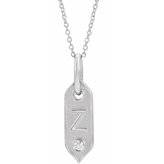 14K Rose Initial F .05 CT Natural Diamond 16-18" Necklace -Letter Z