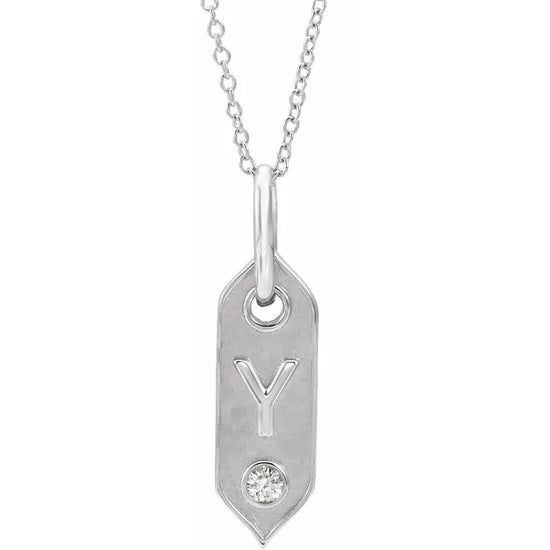 Load image into Gallery viewer, 14K Rose Initial F .05 CT Natural Diamond 16-18&amp;quot; Necklace - Y
