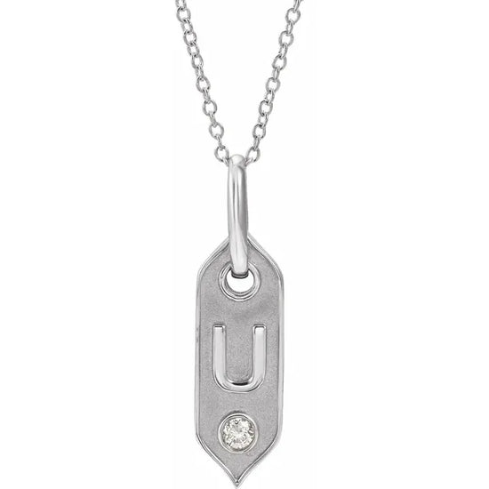 Load image into Gallery viewer, 14K Rose Initial F .05 CT Natural Diamond 16-18&amp;quot; Necklace - Letter U
